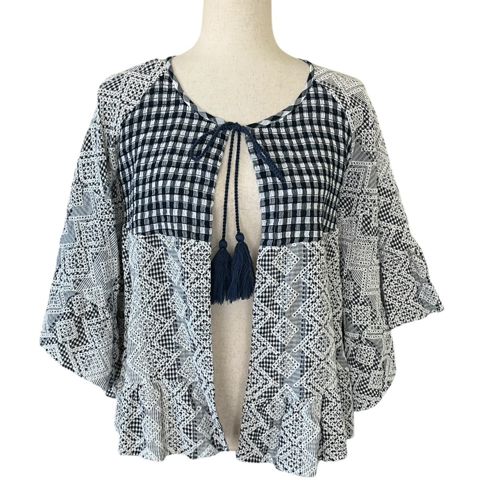 Akemi + Kin by Anthropologie Gingham Eyelet Kimono